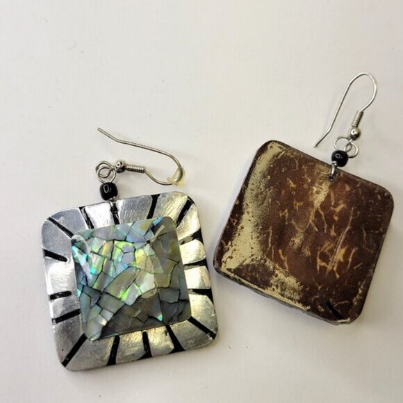 Abalone Style Square Earrings - Picture 6 of 10